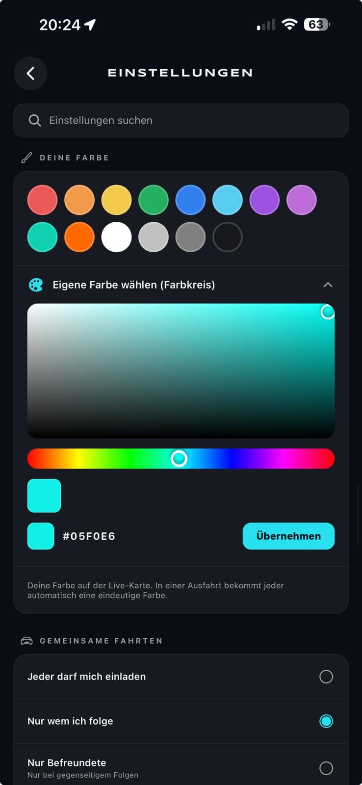 RoadShark color picker