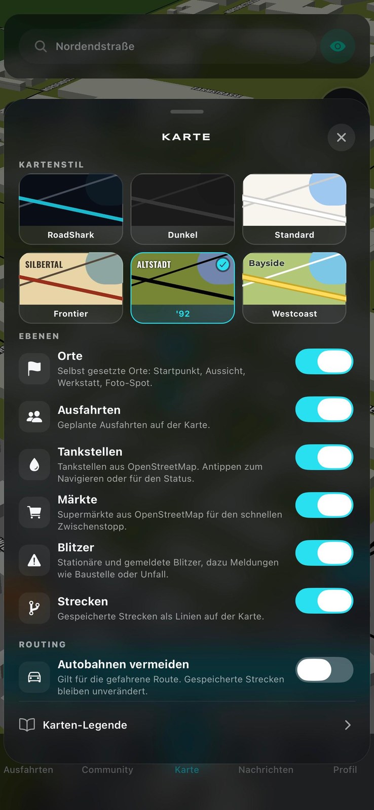 RoadShark map style and layers