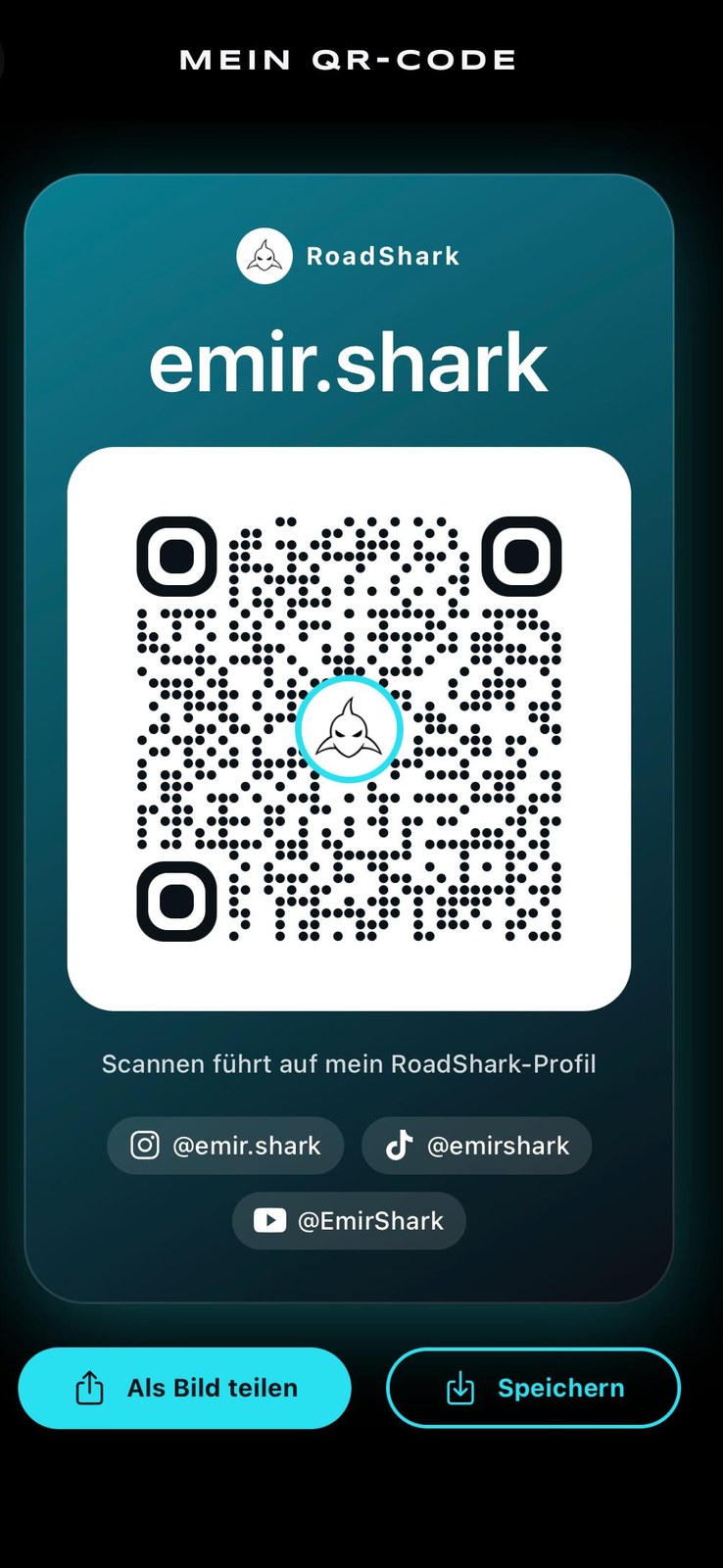 RoadShark QR code for sharing your profile