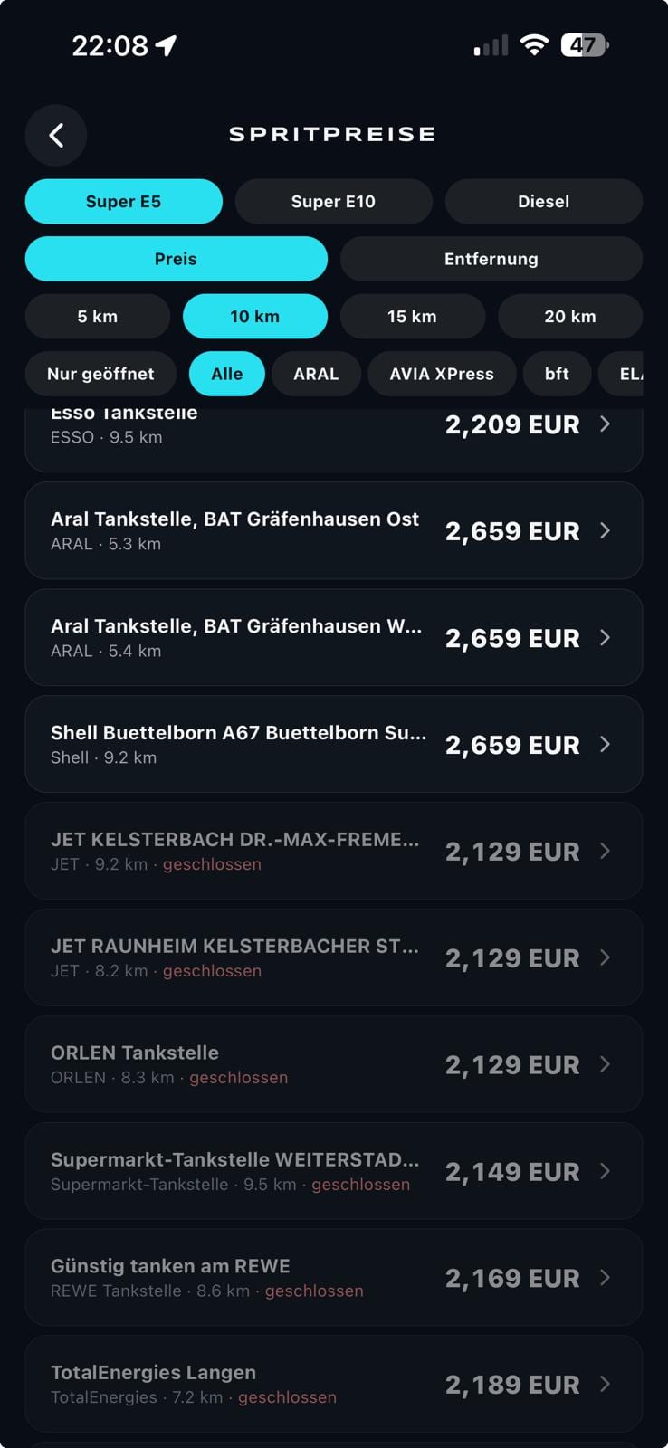 RoadShark fuel prices